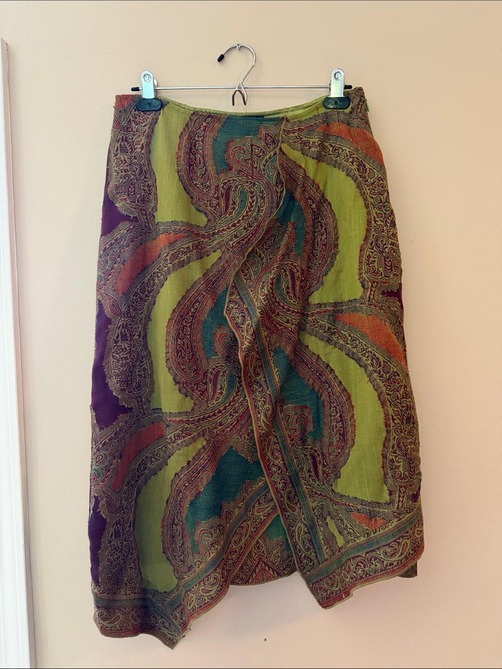 Autograph Olive & Teal Paisley skirt with Purple Accents
